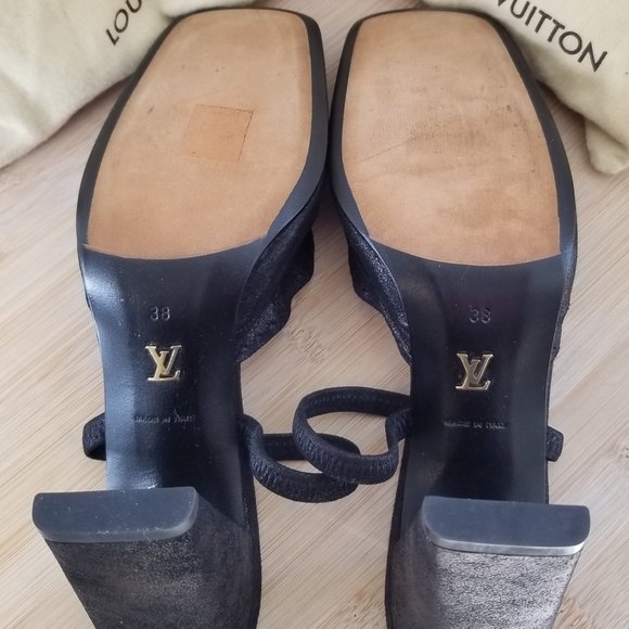 Authentic Louis Vuitton Metallic Black Slingback - Picture 4 of 5